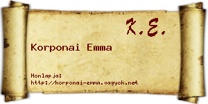 Korponai Emma névjegykártya